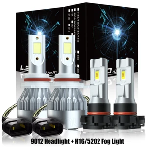 For Jeep Cherokee 2014 2015 6000K LED Headlight High/Low + Fog Light Bulbs Combo - Picture 1 of 18