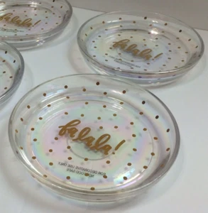 Lote/2 Bandeja Joyería Baratija Vidrio Iridiscente Navidad Fa La La Lunares Dorados - Imagen 1 de 6