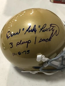 Rudy Ruettiger Notre Dame 3 Obras 1 Saco Inscr Autografiado Mini Casco Rudy Holo - Imagen 1 de 5
