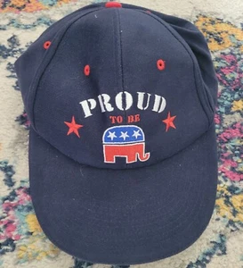 ORGULLOSO DE SER ELEFANTE REPUBLICANO AZUL CON SOMBRERO BORDADO CON CORREA EE. UU. - Imagen 1 de 7