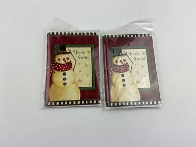 Lot Of 2 Amscan Cozy Snowman Invitation Cards 8 Cards Christmas Holiday - Image 1 of 4
