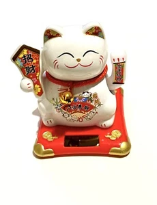 Chinesische Winkekatze Weiß Winke Katze Glückskatze Katze Feng Shui Porzellan - Bild 1 von 2