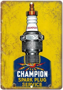 Porcelain Look Champion Spark Plug Service 12" x 9" Reproduction Metal Sign - Picture 1 of 1