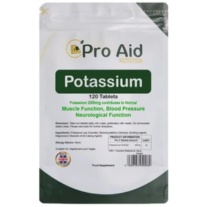 POTASSIUM Tablets Supplement 200mg 120 Pack Muscle & Neurological MADE IN UK - Picture 1 of 8