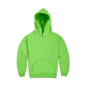 JERZEES Mid-Weight Fleece Boys Neon Green Solid Hoodie Sweatshirt, Size Large - Picture 1 of 3