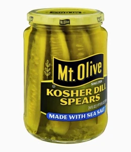 Mt Olive Kosher Dill Spears Made With Sea Salt (24 Ounce) Pack Of 2 - Picture 1 of 4