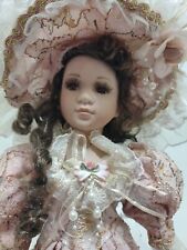 Beautiful Brunette Curls Victorian Lace Dress Cathay Collection Porcelain Doll