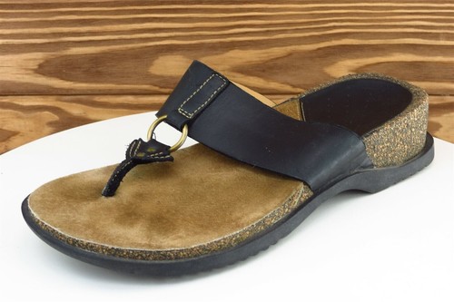 Sandali da donna neri Clarks taglia 6 5 M infradito in pelle 30705
