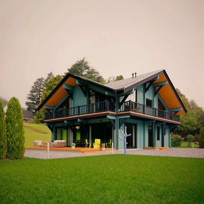 PREFAB LOG CABIN HOME KIT NATURAL WOOD 2691 ft² / 250 m²  - DISCOUNT CARD 3% off - Image 1 of 4