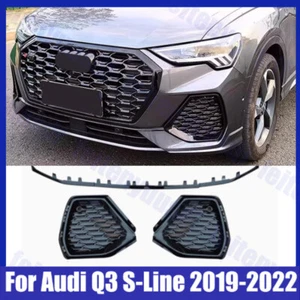 2X Para Audi Q3 S-Line 2019-21 2022 Negro Brillante LH+RH Parachoques Delantero Rejilla Cubierta - Imagen 1 de 7