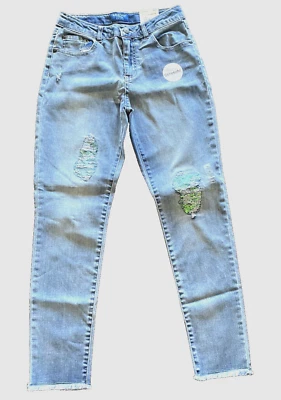 Niñas Nuevo Con Etiquetas Jeans 16 Reg Arizona Super Skinny Ajus Cintura Elástica Azul Lentejuelas Foto 1 de 4