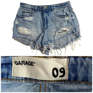 Pantalones Cortos de Jean Garage para Mujer Talla 9 Denim Destruido Lavado Ligero 5 Bolsillos - Imagen 1 de 10