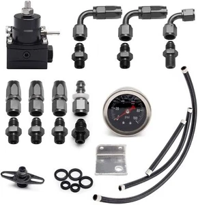 Kit regulador de presión de combustible ajustable universal calibre 100 psi AN6 montaje negro - Imagen 1 de 7