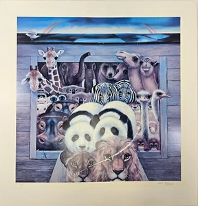 Margaret Keane After The Storm Promise Noahs Ark Lithograph LTD 7/99 Hand Signed - Picture 1 of 10