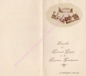 MENU LA CARANDERIE LYUNES RESTAURANT DEJEUNER 9 MAI 1925 - Picture 1 of 2