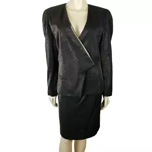 Abito Krizia Vintage Nero e Argento Metallizzato Cocktail Sera Gonna Tg 42 Tg 6 - Foto 1 di 9
