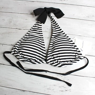 Tommy Bahama Women's String Bikini Halter Swim Top Size XXS Black White Swimsuit - Image 1 of 4