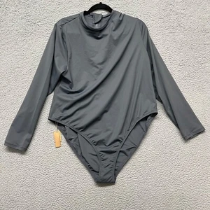 Skims Swimsuit Womens 4X Gray Long Sleeve Rash Guard One Piece Beach Minimal - Picture 1 of 16
