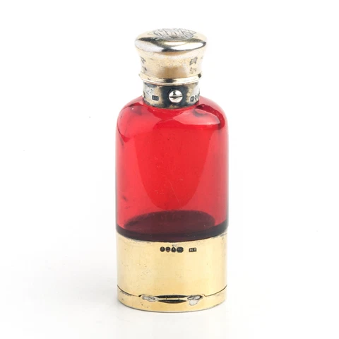 Sampson Mordan Victorian Ruby Silver Combination Vinaigrette Scent Bottle c1845 Cover