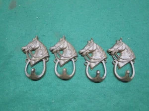 4 WESTERN CAST IRON RUSTIC BROWN HORSE HEAD KEY/HAT/TOWEL HOOK Horse barn  - Picture 1 of 2