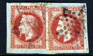 1868 2do Imperio Napoleón III Laureado 80c. Rosa Brillante P14x131⁄2 EN PIEZA SG 121 - Imagen 1 de 2