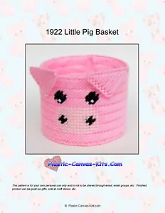 Cesta Little Pig - Patrón o kit de lona de plástico - Imagen 1 de 1