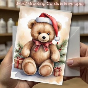 Christmas Greeting Cards w/ Envelope - Set of 6 -5x7 Cards & Envelopes #017 - Picture 1 of 2