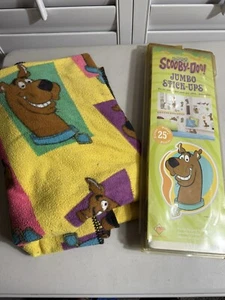 Vintage Scooby Doo Cartoon Network Jumbo Stick Ups, New - Sealed + Blanket - Picture 1 of 9