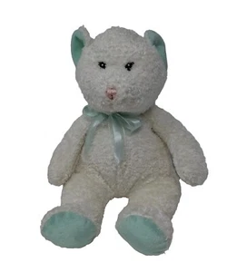 Vintage Animal Alley Plush Teddy Bear Baby Toy White Teal Bow 10" TOYS R US - Picture 1 of 9