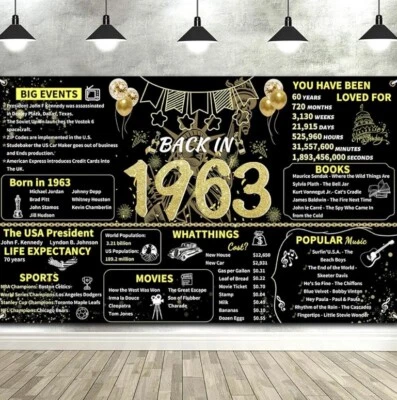 1963 Birthday banner/reunion Banner/anniversary Banner-New In Package - Image 1 of 3