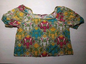 Khaki Palm And Parrots Print Sz XL Casual Wear LOFT - Picture 1 of 17