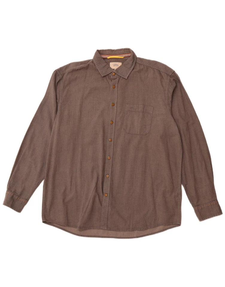 CAMEL ACTIVE Mens Regular Fit Shirt XL Grey Geometric Cotton DG27 - Image 1 of 3