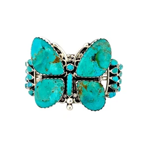 Sin sello, pulsera, turquesa Kingman, plata de ley, navajo, 6 1/2" - Imagen 1 de 4