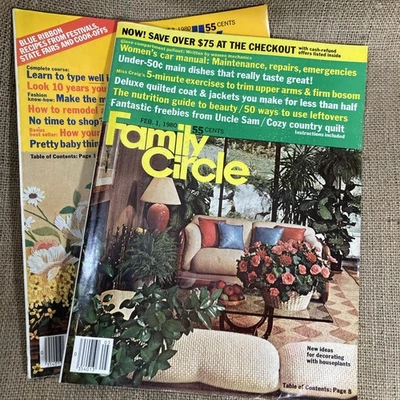 Vintage 1980, Family Circle Magazine -  Feb & Jun, Lot of 2 Foto 1 de 4
