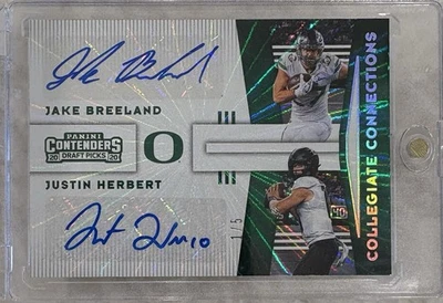 20 Contenders DP Justin Herbert Collegiate Connection Cracked Ice Auto RC # 1/5 - Image 1 of 2