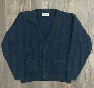 Vintage Britches Great Outdoors Knit Cardigan Sweater Heavy Navy & Green - XL - Picture 1 of 7