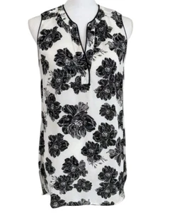 Daniel Rainn schwarz weiß ärmellos Blumen V-Ausschnitt lässig Top Bluse Größe Small - Bild 1 von 8