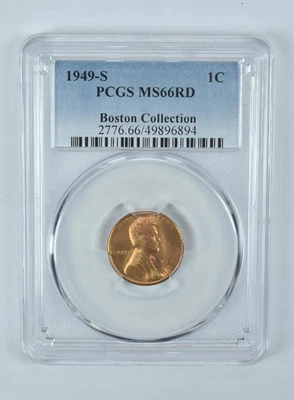 1949-S Lincoln Wheat Cent Boston Collection MS66 RD PCGS *1943 - Image 1 of 4