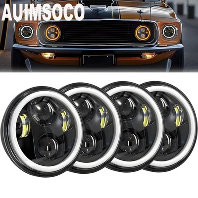 4PCS 5.75" 5-3/4 LED Headlights High Low Beam DRL For Dodge Challenger 1970-1978 - Image 1 of 4