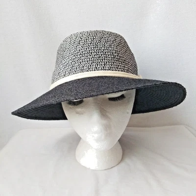 Magid Hats 100% Paper Straw Floppy Sun Women's Beach Hat Black Two-Tone - Image 1 of 4
