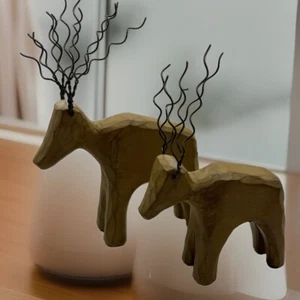 Vintage Retro Reindeer Rustic Wood/Wire Set Of Two Christmas Decor - Picture 1 of 5