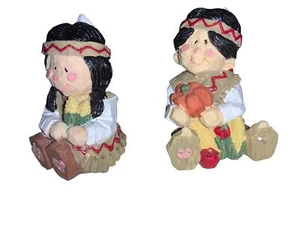 Native American Thanksgiving Children Figurines Set of 2 - Picture 1 of 9
