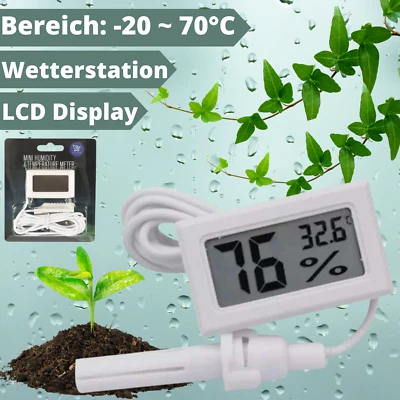 GALAXYFARM Mini Thermometer und Hygrometer Digitales mit Sonde Messgerät Growbox - Bild 1 von 4