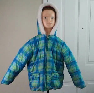 BCX - Girl’s Plaid Puffed Hooded Jacket - Multicolor, Size 5/6 -1.0 - Picture 1 of 5