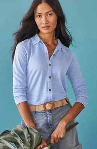 J. Jill Love Leinenhemd Gr. 2X Clearpond Blau Langarm Button Down Neu mit Etikett - Bild 1 von 1