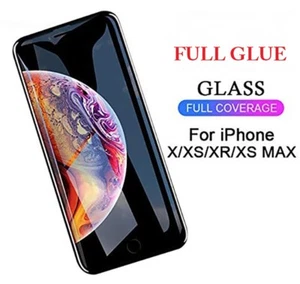 For Apple iPhone XR / 7 Plus / 8 / XS Full Glue Tempered Glass Screen Protector  - Picture 1 of 12
