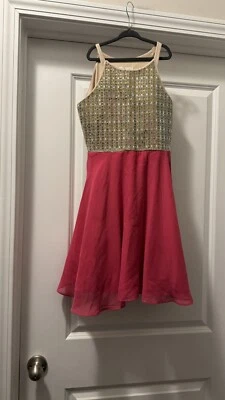 Rare Editions Girls Special Occasion Fuchsia Rainbow Jewel Bodice Dress 14 EUC - Image 1 of 4