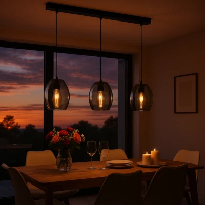 MeLiTec Pendelleuchte Glas DP27 3-flammig Rauchglas zeitlos modern edel B-Ware - Bild 1 von 3