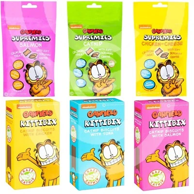 Garfield CATNIP Kittibix & Supremies  TRACKED  SALMON  CHICKEN TUNA  CAT TREATS - Image 1 of 4