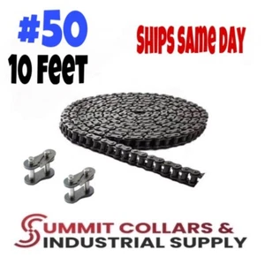 #50 Roller Chain x10 feet + 2 Free Connecting Link - Picture 1 of 3